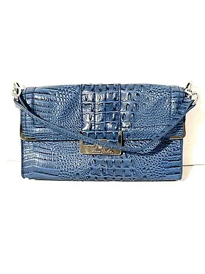 Marc Fisher Womens Single Strap Crocodile Embossed Shoulder Handbag Blue ALTERED • $9.68