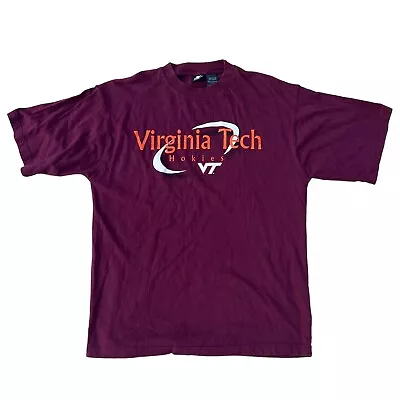 Vintage Virginia Tech Hokies Starter Graphic T-shirt Size L Burgundy • $7.19