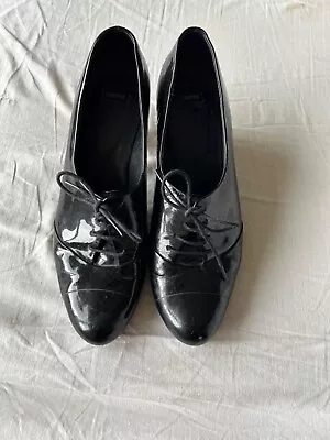 Comfy Women's  Camper Black Patent  Lace-up Shoes UK8  Super Condition • £9