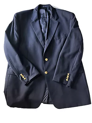 RALPH LAUREN CHAPS Gold Buttons Navy Blue Blazer 100% Wool 48L *Approx SEE NOTE* • $40