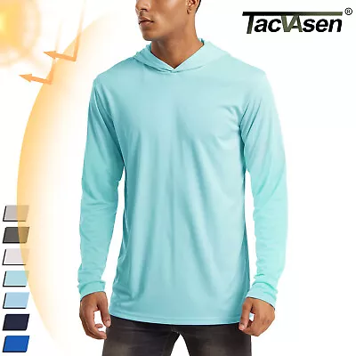 UPF50+ Mens Outdoor Fishing Hoodie Sun Block Skin Protection Long Sleeve T-Shirt • $16.98