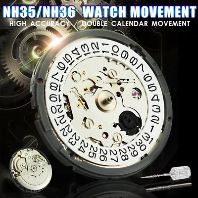 NH35/NH36 High Accuracy Automatic Mechanical Watch Wrist Movement Day Date 29mm • $49.99