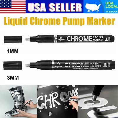 Liquid Chrome Marker Pens 1mm/3mm Silver Pump Paint For Glass Plastic Blackboard • $8.48