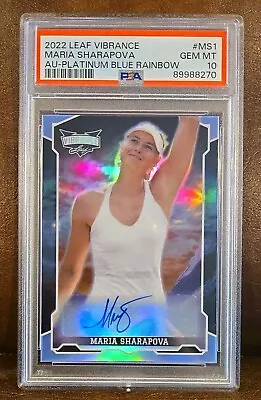 2022 Leaf Vibrance Maria Sharapova Platinum Blue Rainbow Auto Tennis Pop 1 • $3