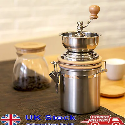 Stainless Steel Hand Manual Coffee Grinder Bean Pepper Spice Burr Mill Tool New • £34.98