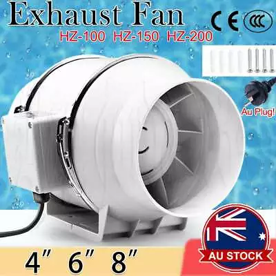 4/6/8  Inch Silent Extractor Fan Duct Hydroponic Inline Exhaust Vent Industrial • $36.79