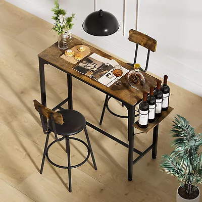 3 Pieces Industrial Dining Set Kitchen Breakfast Table Counter Height Bar Chairs • $148.99