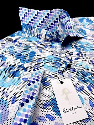 $74.95 • Buy Robert Graham Geometric Floral Tropical Polka Dot Short Sleeve Sport Shirt L XL