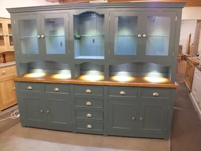 Rutland Painted Large Display Dresser With Lights W:264cm F&B Inchyra Blue • £2095