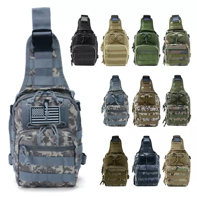 Outdoor Tactical Sling Bag Military MOLLE Crossbody Pack Chest Shoulder Backpack • $9.99