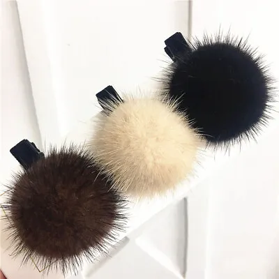 Women's Real Mink Fur Hairpin Bobby Pin Hair Clip Hair Claw Hairball Barrette • $3.99