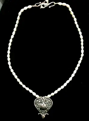 Sterling Silver - T Foree Brand - Pendant & Clasp - Pearl Necklace 18  • $80