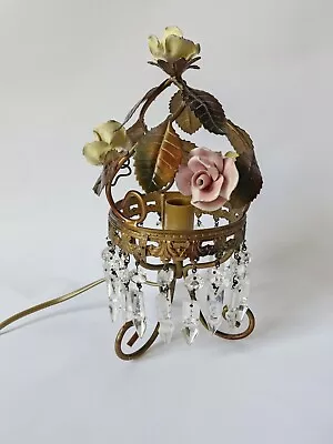 Beautiful Iron Table Light With Flowers And Crystal  • $108