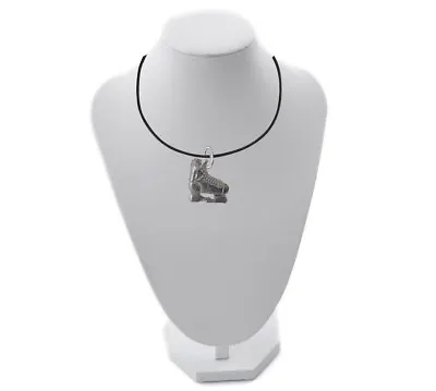 Ice Hockey Skate FT61 1.9x1.8cm English Pewter On 18  Black Cord Necklace • £6.95