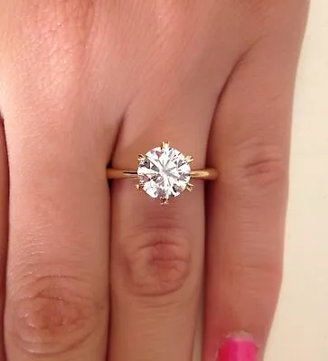 $7073.62 • Buy 2.00 Ct Round Cut H/VS2 Diamond Solitaire Engagement Ring 14K Yellow Gold SALE