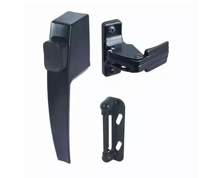 Push Button Screen Storm Door Latch Handle Set Night Lock Lever Metal Door Black • $9.20