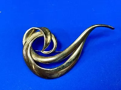 Avon Signed Gold Tone Abstract Swirl Check Mark Vintage Brooch Pin • $6.50