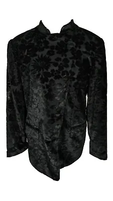 Coldwater Creek Womans Sz L Black Velvet Textured  Suit Separate Jacket S41 • $18