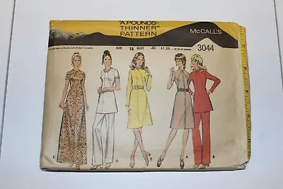 Vintage McCall's 3044 Mini Maxi Dress Pants Pattern Size 18 Cut 1970s • $4.99