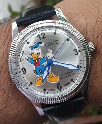 Vintage Swiss Made ST96 Donald Duck Manual Winding Men's Wrist Watch • $44.99