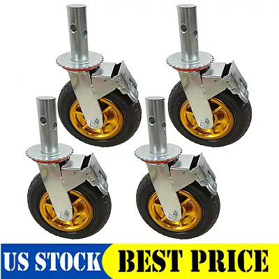4PCS Scaffolding Casters 8  X 2  Rubber Wheels W/ Locking Brakes 1-3/8  4400LBS • $89.99