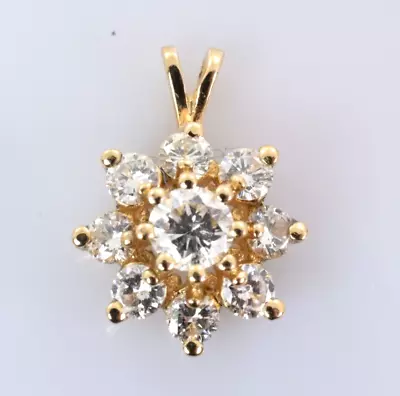 Starburst Diamond Pendant In 14k Yellow Gold .89 Carats • $365.49