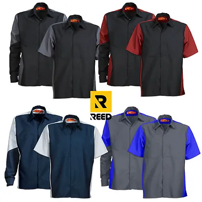 Mechanic Work Shirts Two Tone Motorsport 2 Pocket Industrial Uniform Clothes • $27.98