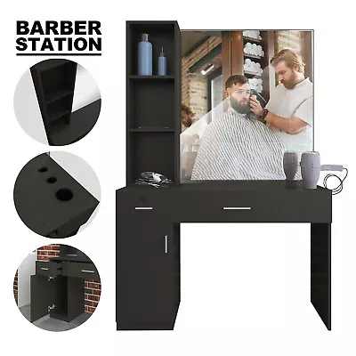 Salon Barber Station Wall Mount Hair Styling W/Mirror Makeup Spa Equipment Set • $232.99