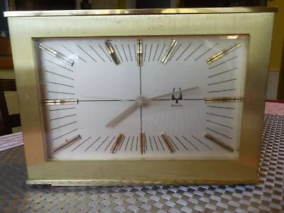 Vintage Bulova D2053-4 Accutron Brass Desktop Clock 1980 • $65