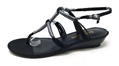 Enzo Angiolini Womens Khanna 2 Wedge Sandal Black Pewter Size 6.5 M • $29.09