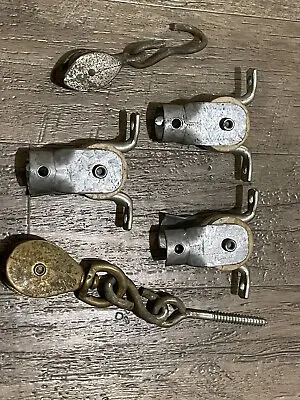 Lot Of 5 Vintage Rope Or Cable  Pulleys.  Brass And Streel • $19
