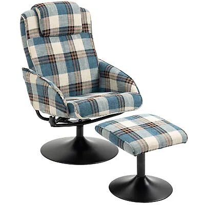 HOMCOM Swivel Armchair With Footstool And Adjustable Backrest Multicolour • £99.99