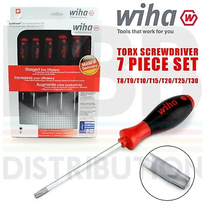 Wiha Torx Screwdriver Set 7pcs T8 T9 T10 T15 T20 T25 T30 SoftFinish 01299 • £36.99