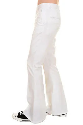 £29.99 • Buy Mens 60s 70s Vintage Retro Presley White Cotton Twill Bell Bottom Trousers