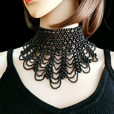 Hot Pearl Statement Chunky Collar Choker Beaded Egyptian Necklace Chain Wide Bib • £16.66