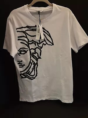 NWT Versace Mens XL White T Shirt With Half Medusa • $119.99