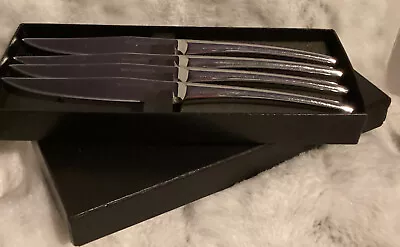 Wolfgang Puck 4 Piece Steak Knife Stainless Steel Box Set Weighted Handles Sleek • $45