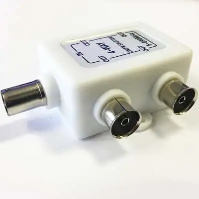 4 Way Indoor Coaxial Port Signal Splitter - Adaptor For Wideband UHF VHF FM • £4.99