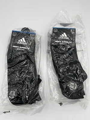 Adidas Socks Superlite No Show 6-Pairs Black Size 6-12 Large New With Tags • $18.88