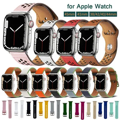 $12.24 • Buy Leather Silicone Band Strap For Apple Watch 7 6 5 4 3 2 Iwatch SE 38mm-45mm 49mm