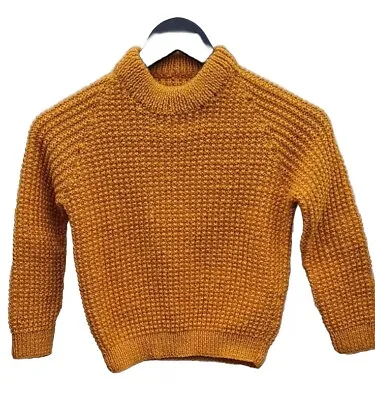 Boys Hand Knitted Fisherman Style Mustard Jumper Age 6 Yrs Old • £13