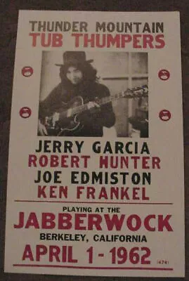 $69.99 • Buy JERRY GARCIA 1962 THE GRATEFUL DEAD CONCERT POSTER 60s Art Berkeley California