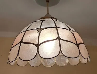 Vintage Capiz Shell Silver Round Ceiling Light Shade Pendant Lighting  • £29.99