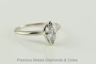 £579.91 • Buy 14k White Gold .50ct SI1 H Marquise Diamond Solitaire Engagement Ring Sz: 6.75