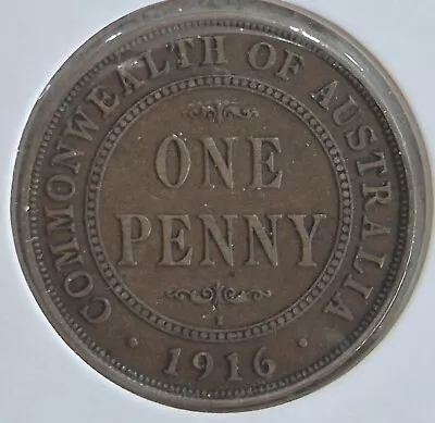 1916 Australian 1 Penny Coin Circulated Condition • $2