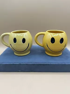 Vintage McCoy Smiley Face Mug Yellow Lot Of 2 • $29.99