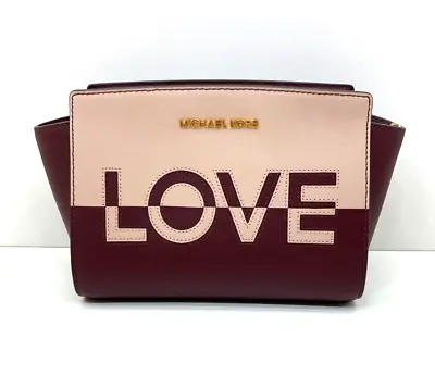 NEW Michael Kors Selma Medium Leather Messenger Bag Love Ballet Pink Merlot • $199.99