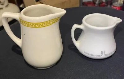 STERLING Vitrified China Creamer Set / Gold Stripe / East Liverpool OH / Syrup • $3