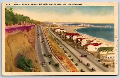 Postcard Movie Star's Beach Homes Santa Monica California Posted 1940 • $6.50