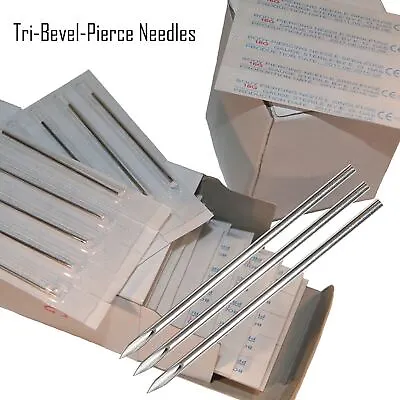 10 Piercing Gauge Tri Beveled Pierce Needles 12g 13g 14g 15g 16g 18g 20g • $6.53